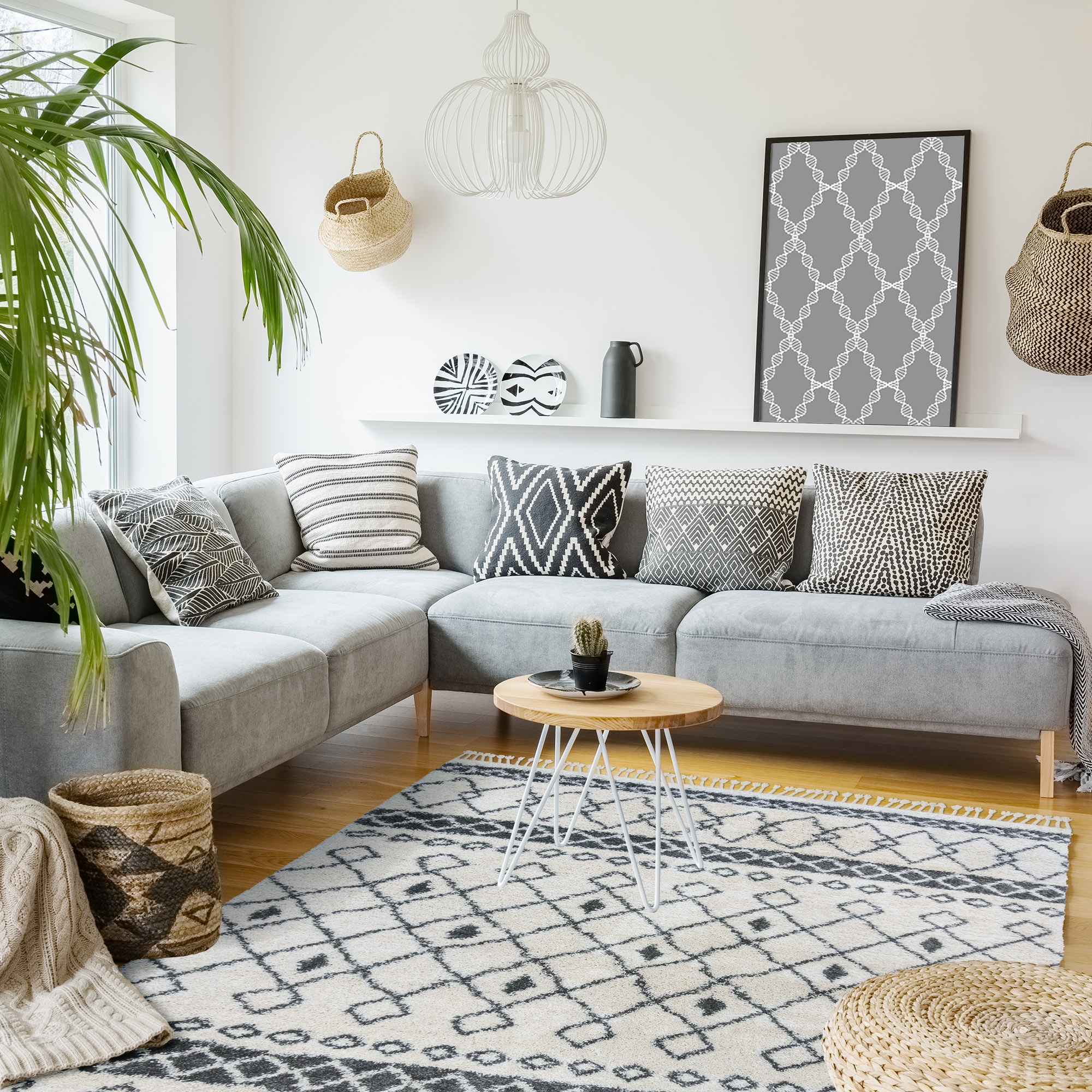 ブランケット 約152cm × 約177cm zuri/Blush/Grey Surya Brunswick Cream, Taupe, Tan, Light Slate, Blue and Gray 6'7