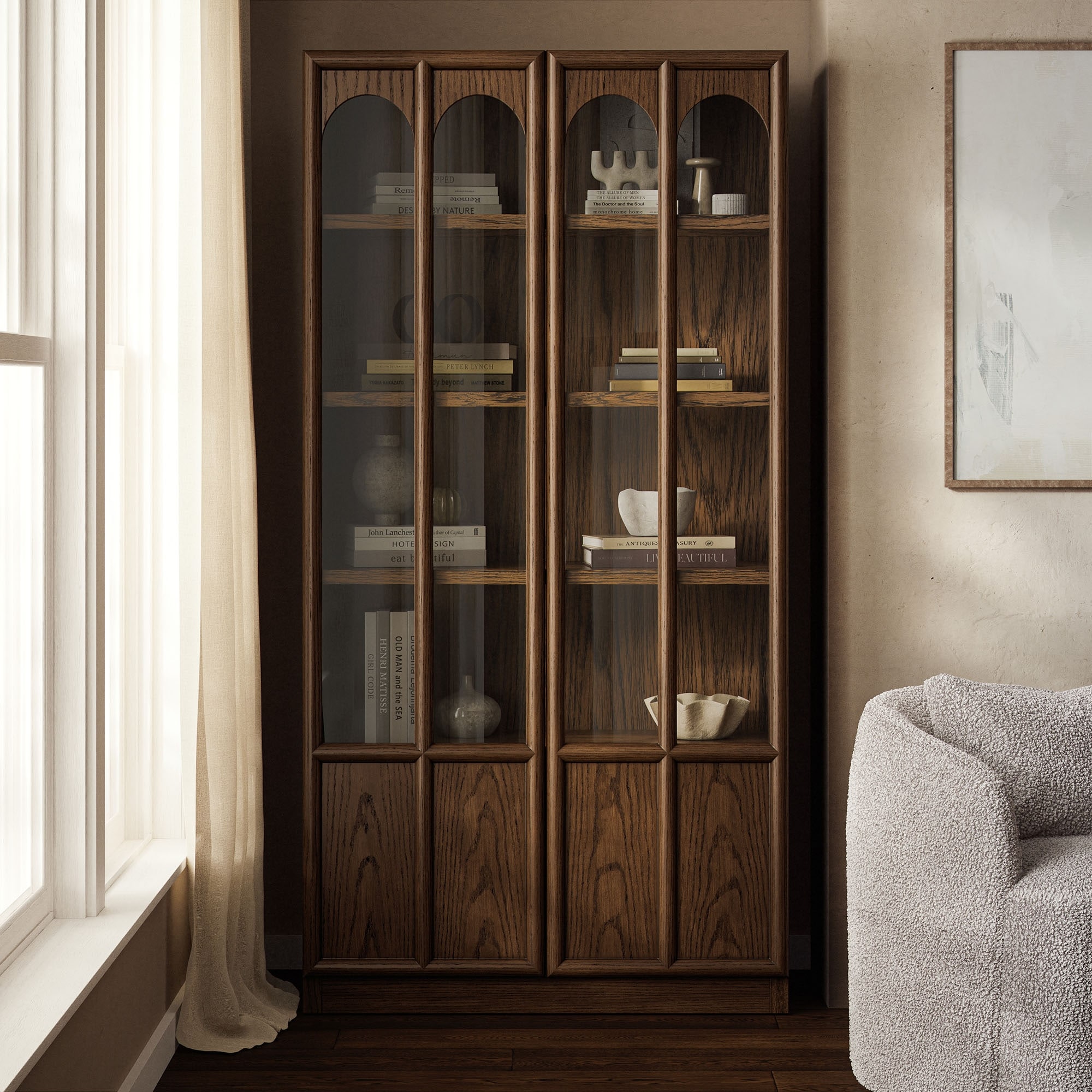 Anwen Solid Wood and Glass Display Cabinet