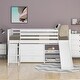 preview thumbnail 6 of 7, White Twin Pine Wood Low Loft Bed with Bookcases, Separate 3-Tier Drawers, Convertible Ladder and Slide