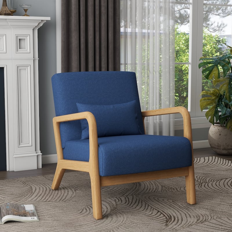 Mid Century Modern Upholstered Accent Chair with Pillow