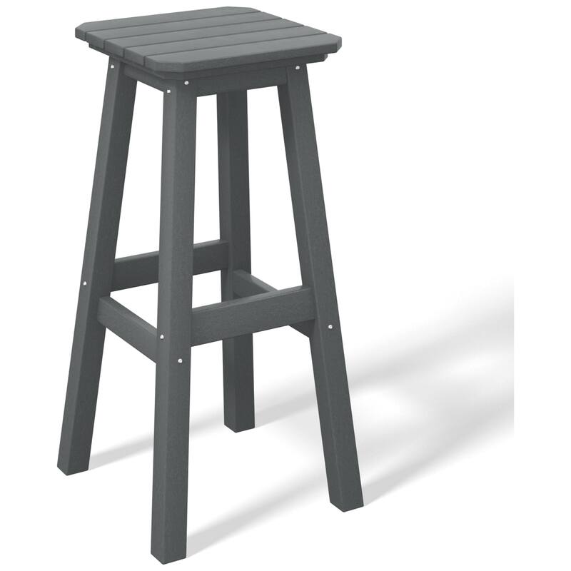 Laguna Hdpe All Weather Outdoor Patio 29" Square Bar Stool - Gray