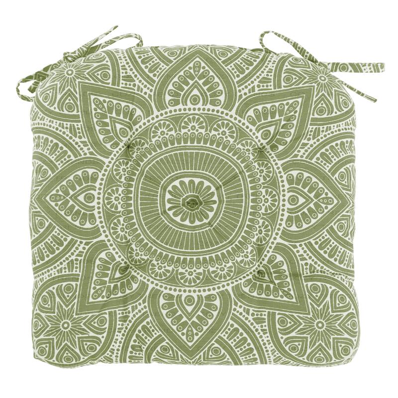Cotton Chair Seat Cushions Pads Tufted with Ties 16'' X 16'' for Dinning Kitchen Living Room Chairs Office Chair Bench Set of 4 - Sage