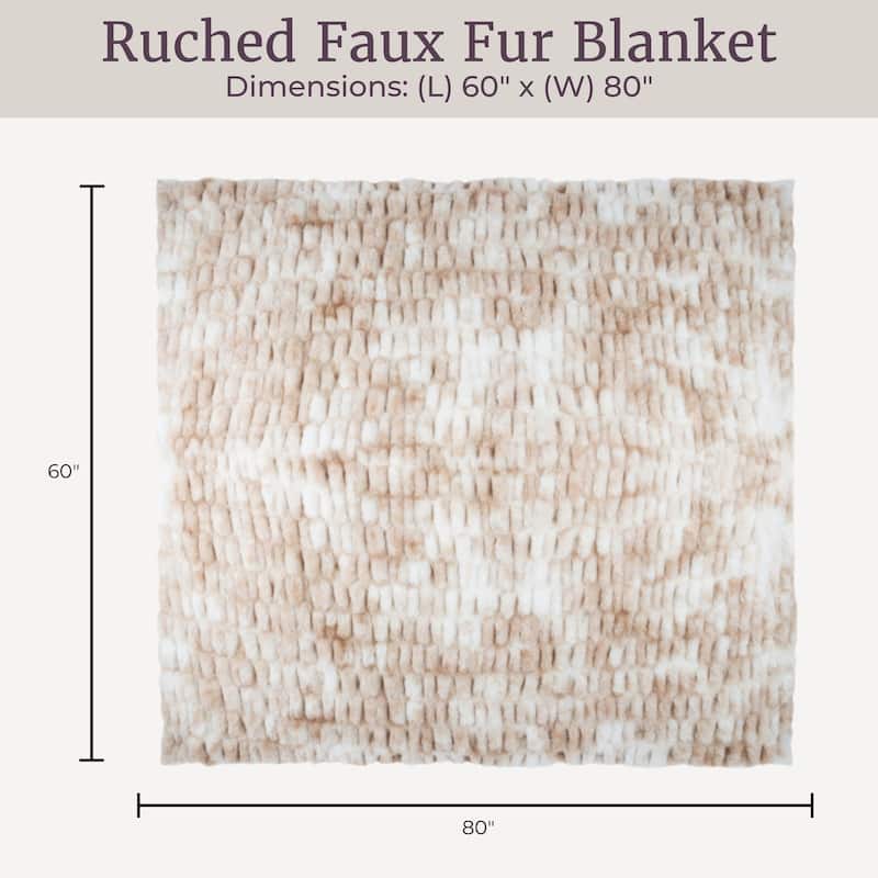 Oversized Ruched Faux Fur Blanket - 60x80-Inch Queen-Size Throw by Lavish Home