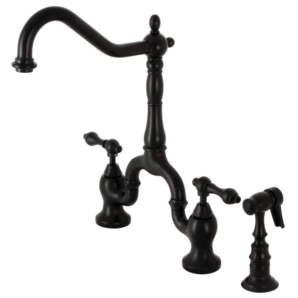English Country Bridge Kitchen Faucet with Brass Sprayer