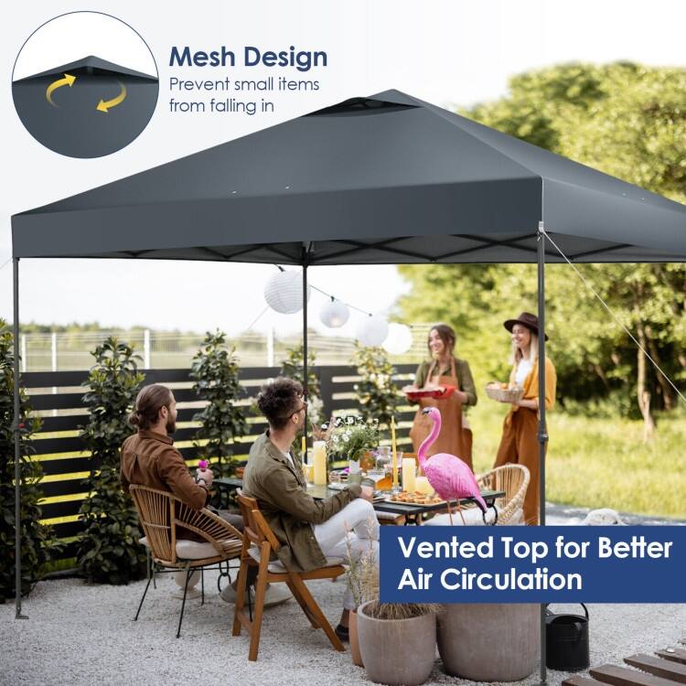 10 x 10 Feet Foldable Outdoor Instant Pop-up Canopy with Carry Bag - 10 x 10 x 6.3-9.4 ft