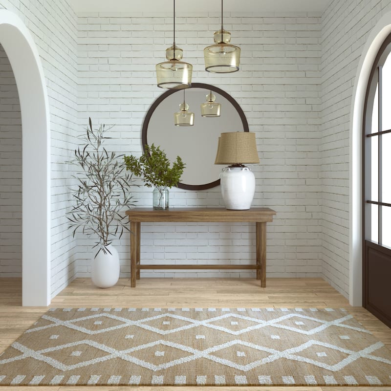 Sevita Natural/Ivory Farmhouse Area Rug