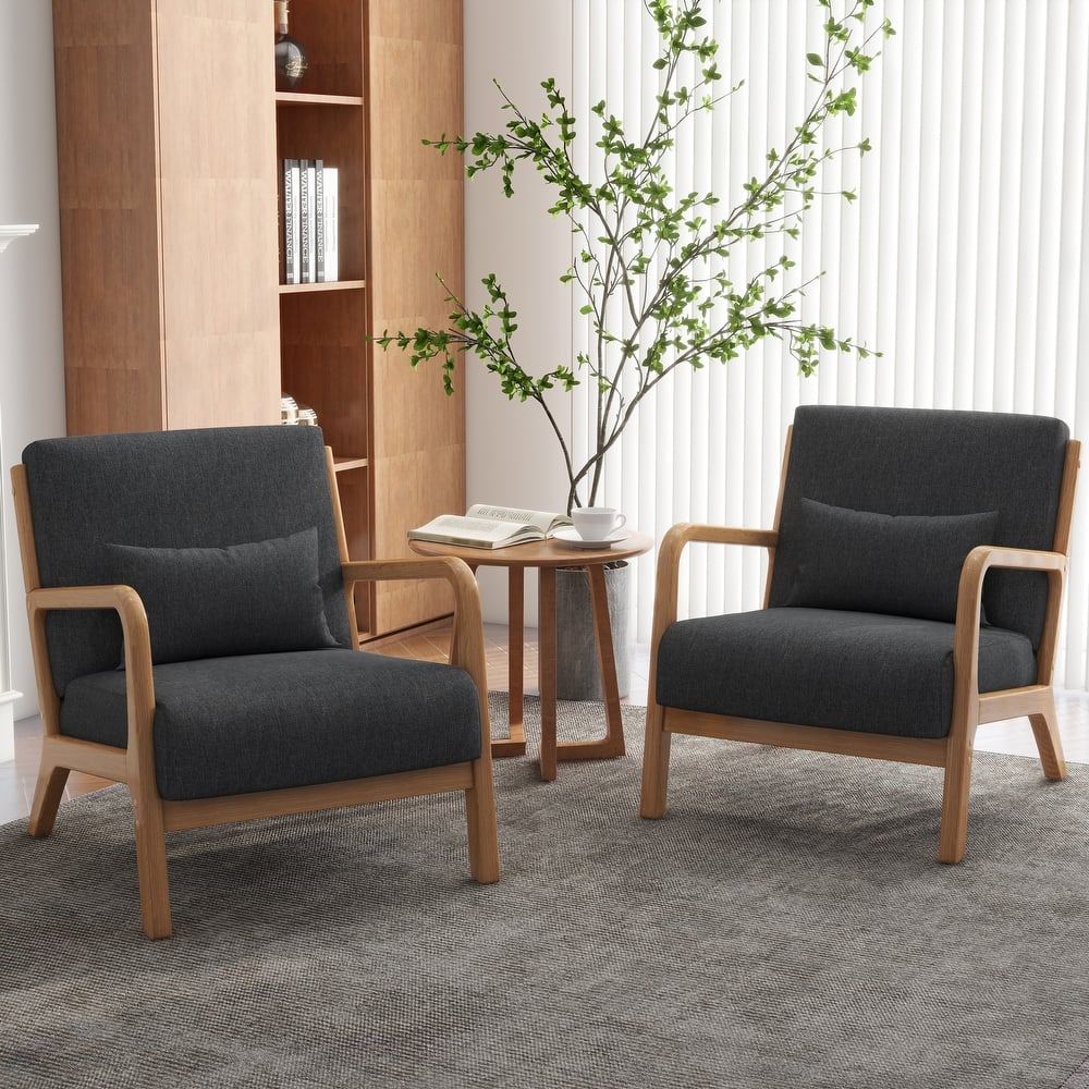 Upholstered Armchair Accent Chairs with Pillows Set of 2