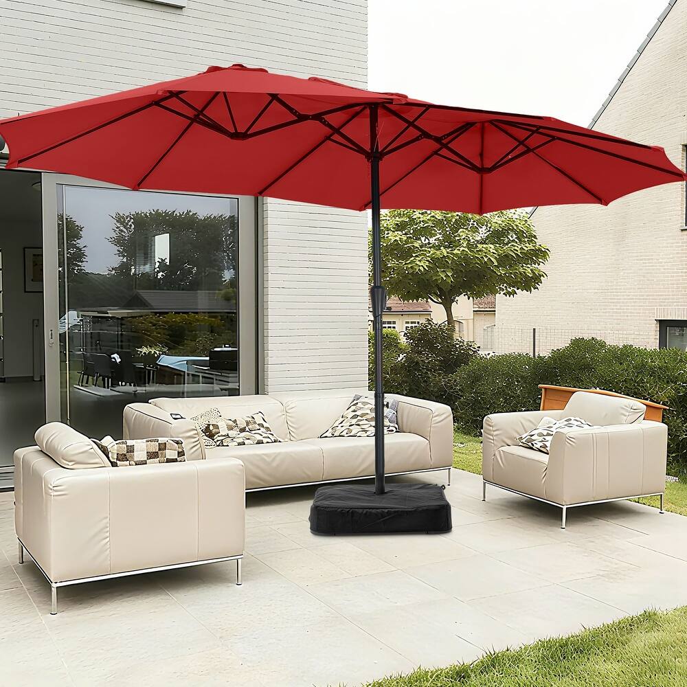 15 ft Outdoor Patio Umbrella with Base, Extra Large Umbrella with Crank