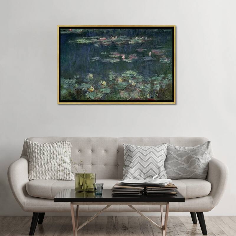 iCanvas "Waterlilies- Green Reflections, 1914-18 " by Claude Monet Framed Canvas Print