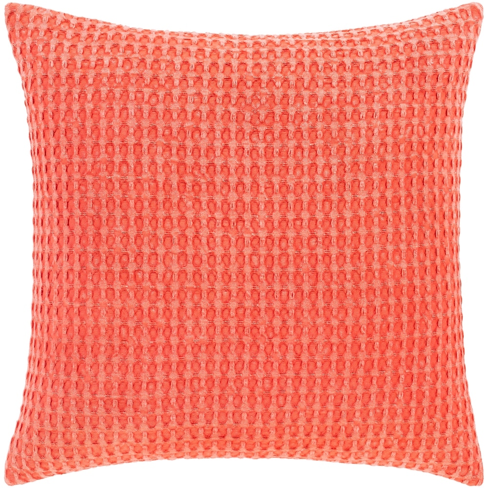 Soft Textured Lumbar Pillow Covers 12 x 20 inches Coral Orange Set of 2  |Decorative Stitched Edge Chenille Cushion Covers | Modern Accent Small  Pillow