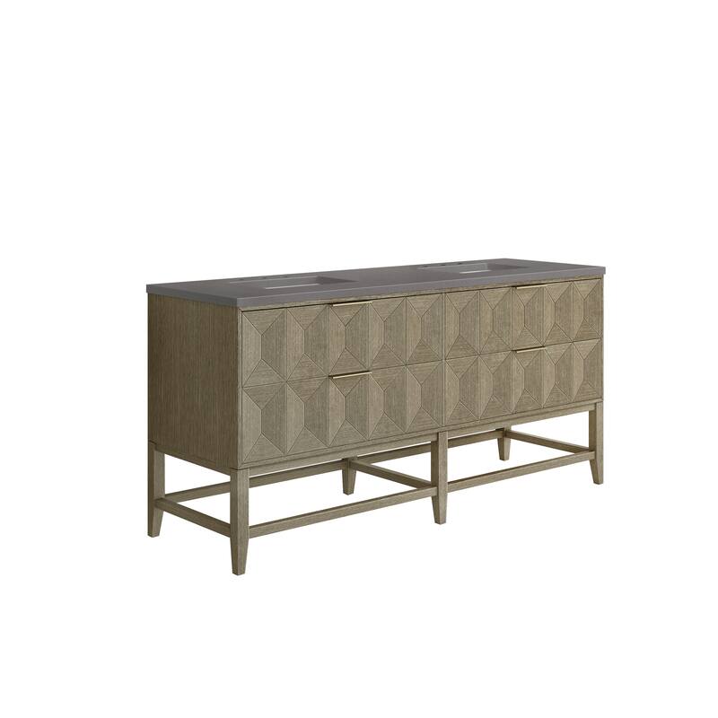 James Martin Vanities Emmeline 72" Double Vanity, Pebble Oak