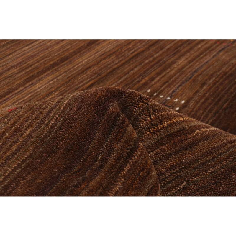 ECARPETGALLERY Hand Loomed Kashkuli Gabbeh Dark Brown Wool Rug - 3'11 x 6'0