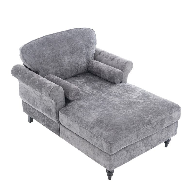 Anmytek Oversized Chenille Chaise Lounge Sofa Bed - Wide Seat Lazy Sleeper Reading Armchair