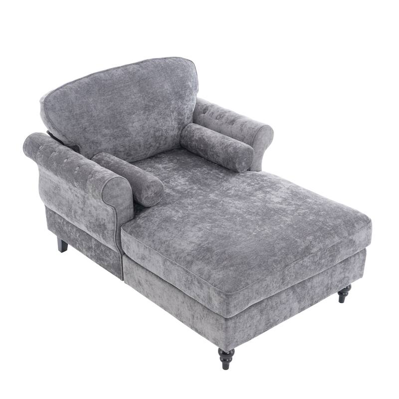 Oversized Chaise Lounge Indoor,Chenille Single Sofa Bed with Wide Seat,Upholstered Lazy Sleeper Armchair,Reading Couch Set