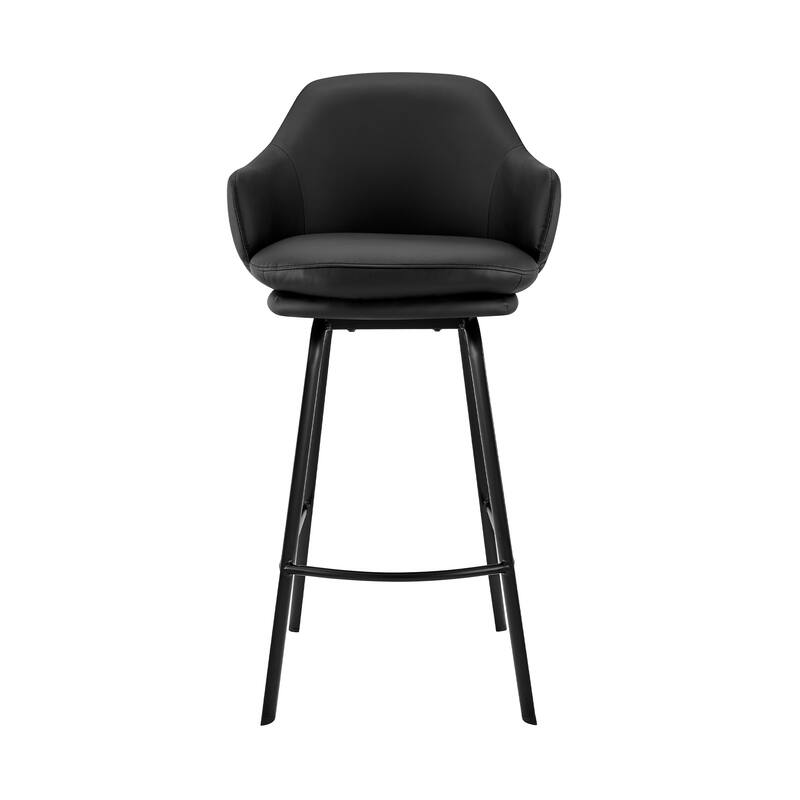 Brigden Faux Leather Upholstered Bar or Counter Swivel Stool - Black matte powder coating