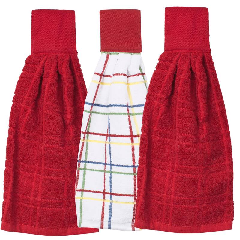 Ritz 3-Pack Solid and Multi Check Tie Towel Set