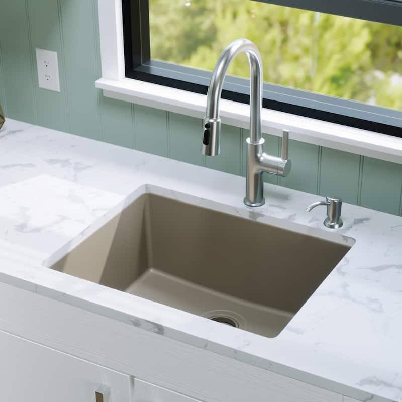 Karran Undermount 24.38 in Single Bowl Quartz Kitchen Sink