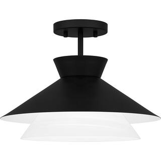 Matte Black One Light Semi Flush Mount from the Quoizel Semi-Flush Mount Collection
