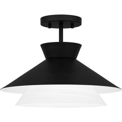 Matte Black One Light Semi Flush Mount from the Quoizel Semi-Flush Mount Collection