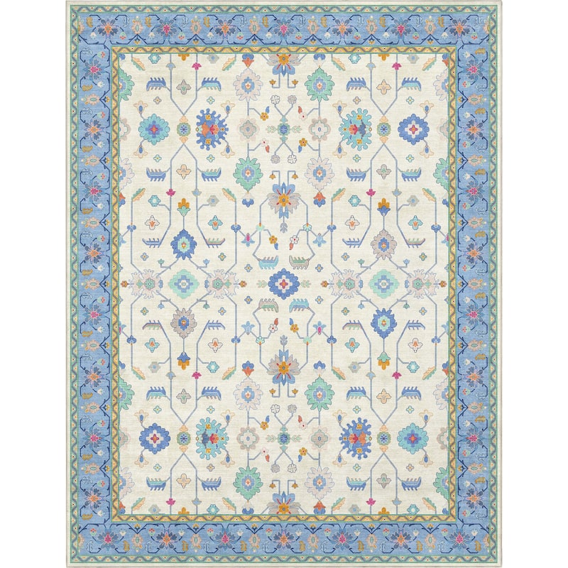 Well Woven Ushak Antalya Floral Modern Vibrant Flat-Weave Area Rug