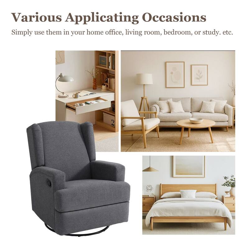 Swivel Wingback Glider Rocker Nursery Recliner Chair