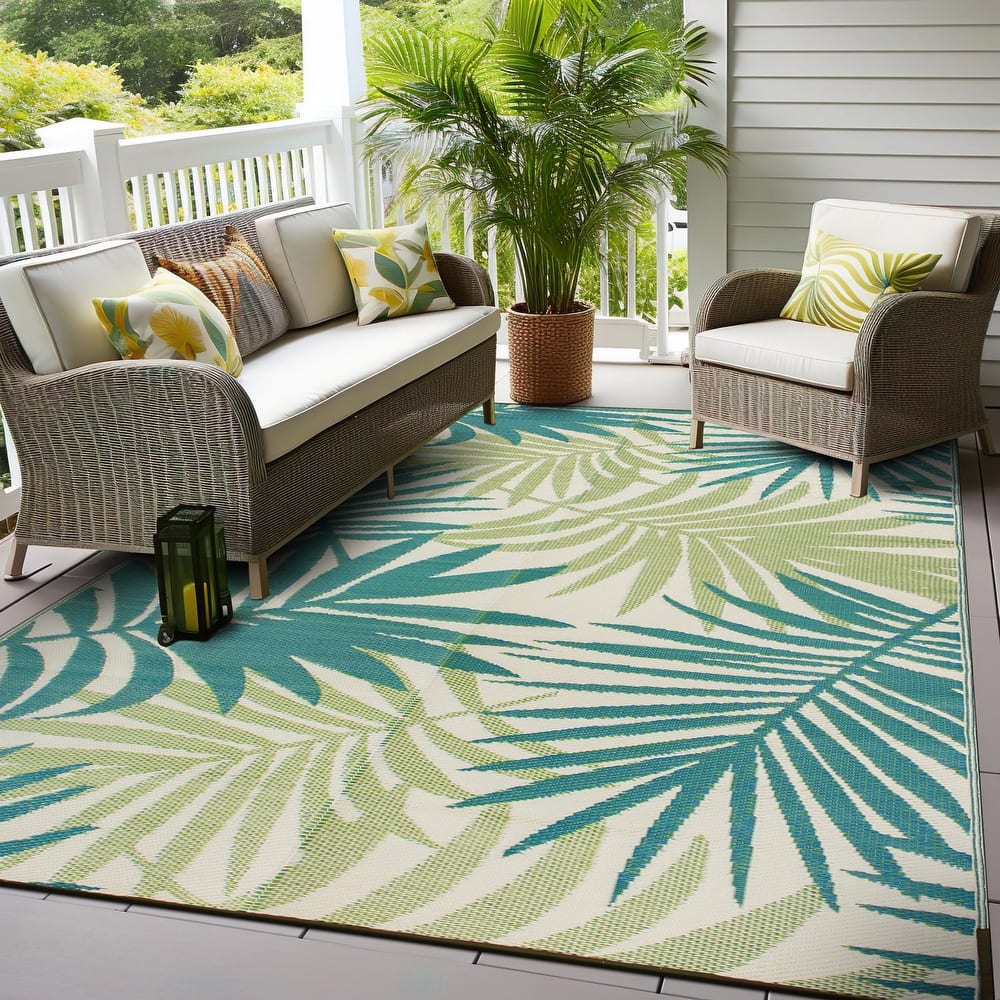 Modern Floral Reversible Plastic Outdoor Rugs