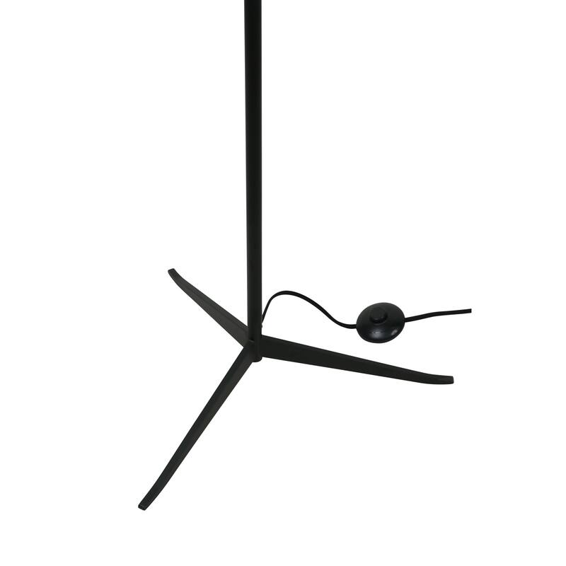 NADAAL STUDIOS Auren Floor Lamp, Mid‑Century Design, Steel Tripod Base with Linen Blend Shade, 8‑ft Fabric Cord, Black