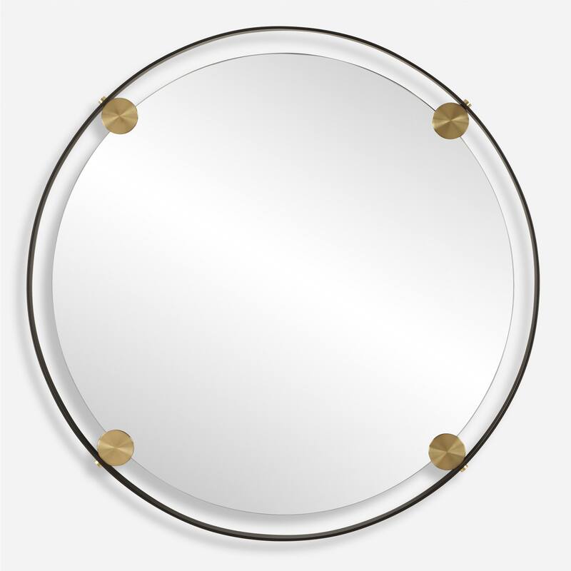 Uttermost 09983 Radius 42" Diameter Circular Framed Bathroom Mirror - Bronze