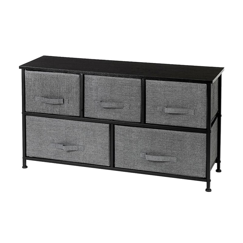 Extra Wide Dresser Storage Tower with Sturdy Steel Frame and Wood Top