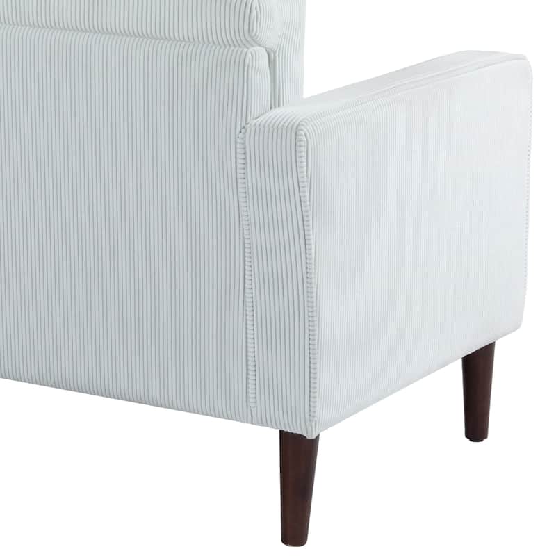 Corduroy Upholstered Armchair with Bolster Pillows Set of 2