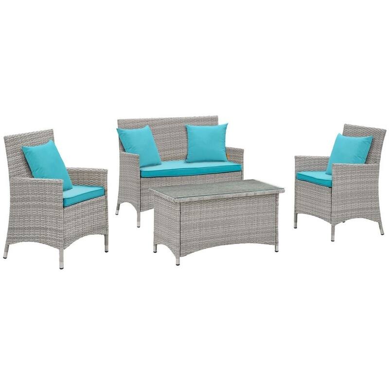Modway Bridge Rattan 4-piece Outdoor Patio Set with Cushions