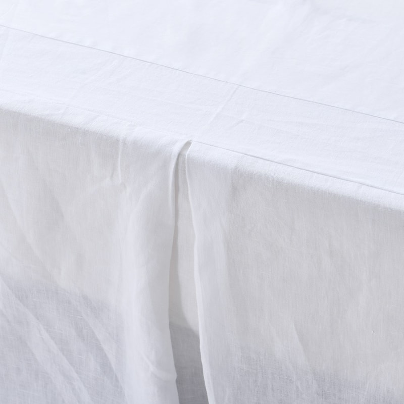 WHOLINENS Linen Bed Skirt 16 inches Drop Stone Washed Box Pleat