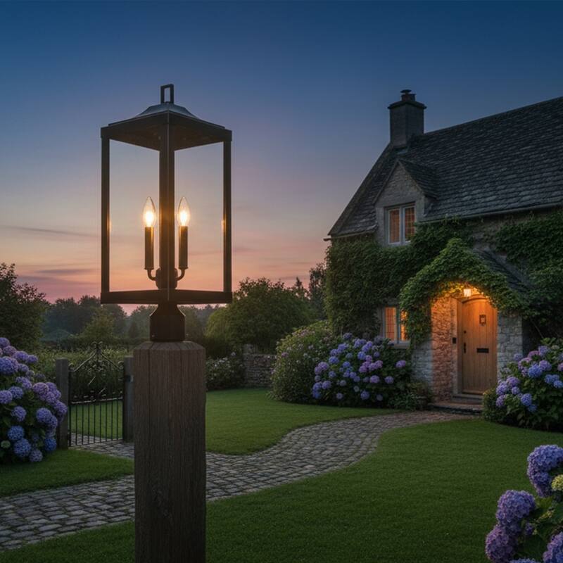 2 Light Outdoor Post Lantern in Imperial Black