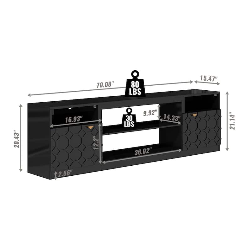 Clihome 70'' High Gloss TV Stand