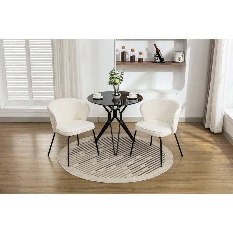 Modern 2 Piece Fabric Kitchen Dining Chair with Backrest, Cushions, Metal Legs for Dining Room Kitchen Living Room Bedroom