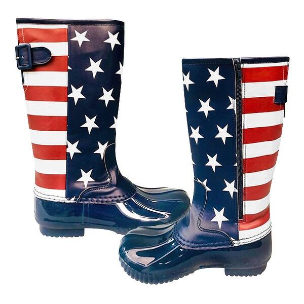 Avanti Women S Americana Rain Boots U S Flag Print Rubber Knee High Duck Boots On Sale Overstock 32120791