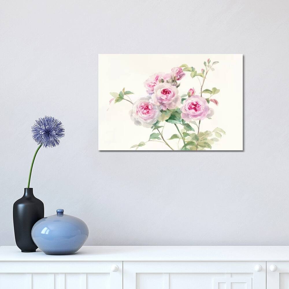 iCanvas "Sweet Roses On White Green" by Danhui Nai Canvas Print