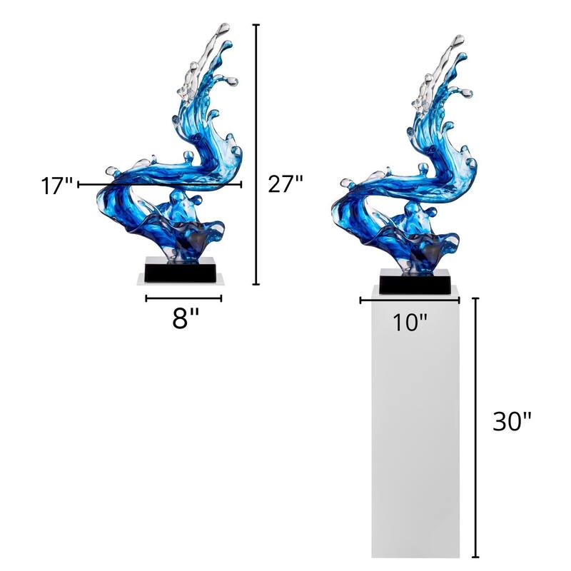 Ocean Blue Cortes Bay Wave Floor Sculpture with Stand - 57" Tall