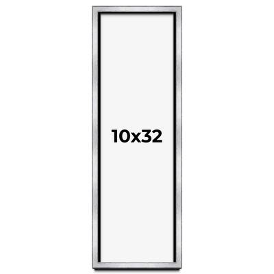 10x32 Shadow Box Frame Silver | 1.375 Inches Deep Real Wood