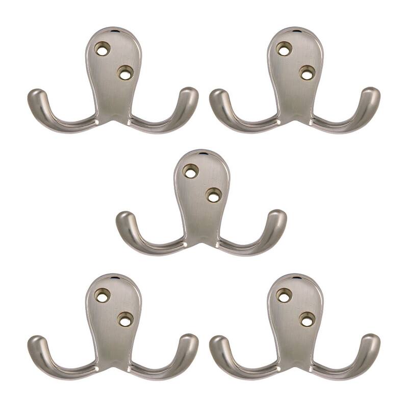Design House Double Robe Hook - 5 Pack - Satin Nickel