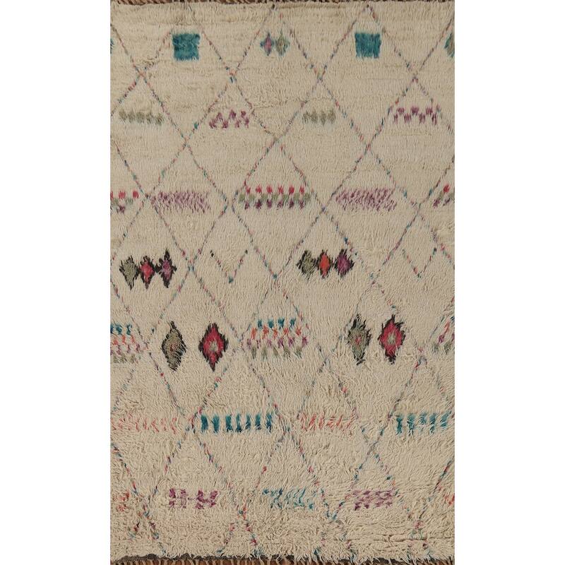 Trellis Plush Moroccan Area Rug Hand-Knotted Wool Carpet - 5'10" x 9'10"