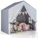 preview thumbnail 1 of 10, Costway Kid's Play Tent Toddler Playhouse Castle Solid Wood Frame with - See Details Grey - See Details - Kids