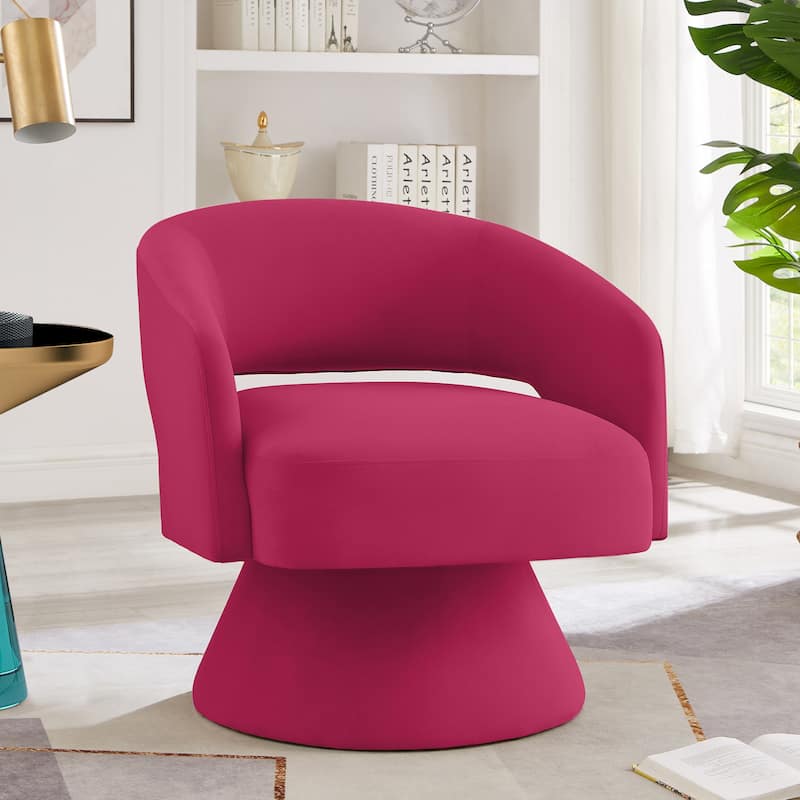 Modern Velvet Swivel Accent Chair, Set of 1 - Hot Pink