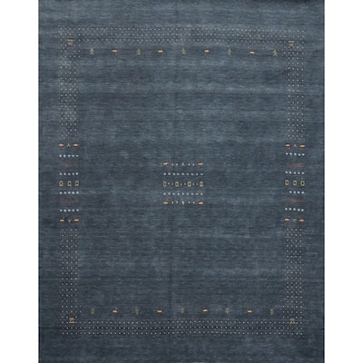 Hand Knotted Oriental 100% Wool Carpet Tribal Animal Pictorial Navy Blue & Blues Gabbeh Area Rug - 9' 11'' X 10' 0''