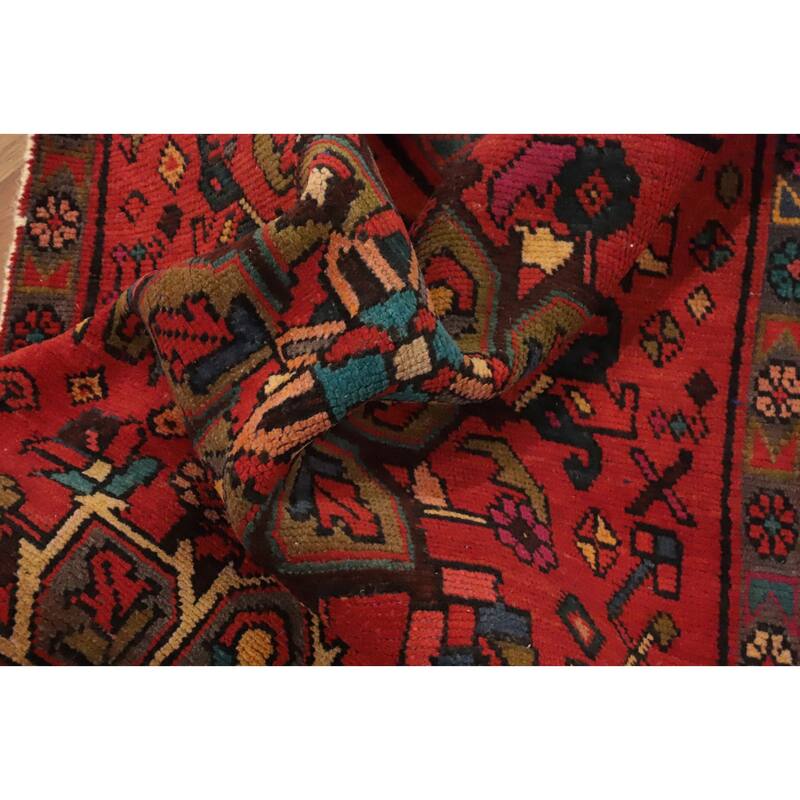 Hand Knotted Oriental 100% Wool Carpet Traditional Floral Oranges & Rust Tabriz Runner Rug - 9' 1'' X 2' 11''