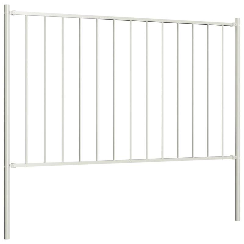 vidaXL Fence Panel with Posts Powder-coated Steel 5.9 ft x 4.1/2.5/3.3 ft