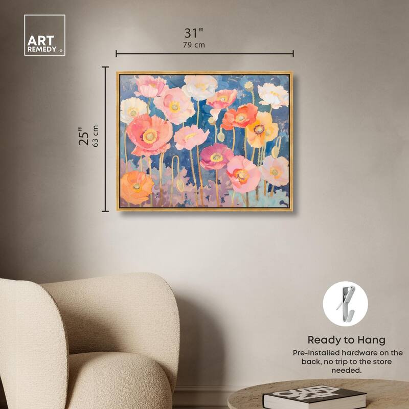 Pastel Poppies Canvas by Art Remedy
