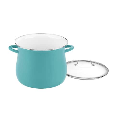 Cuisinart EOSB166-30TL Enamel on Steel Stockpot with Cover, 16 quart, Turquoise
