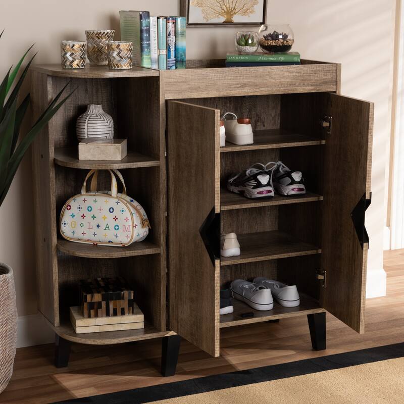Wales Modern and Contemporary Rustic 2-Door Shoe Storage Cabinet