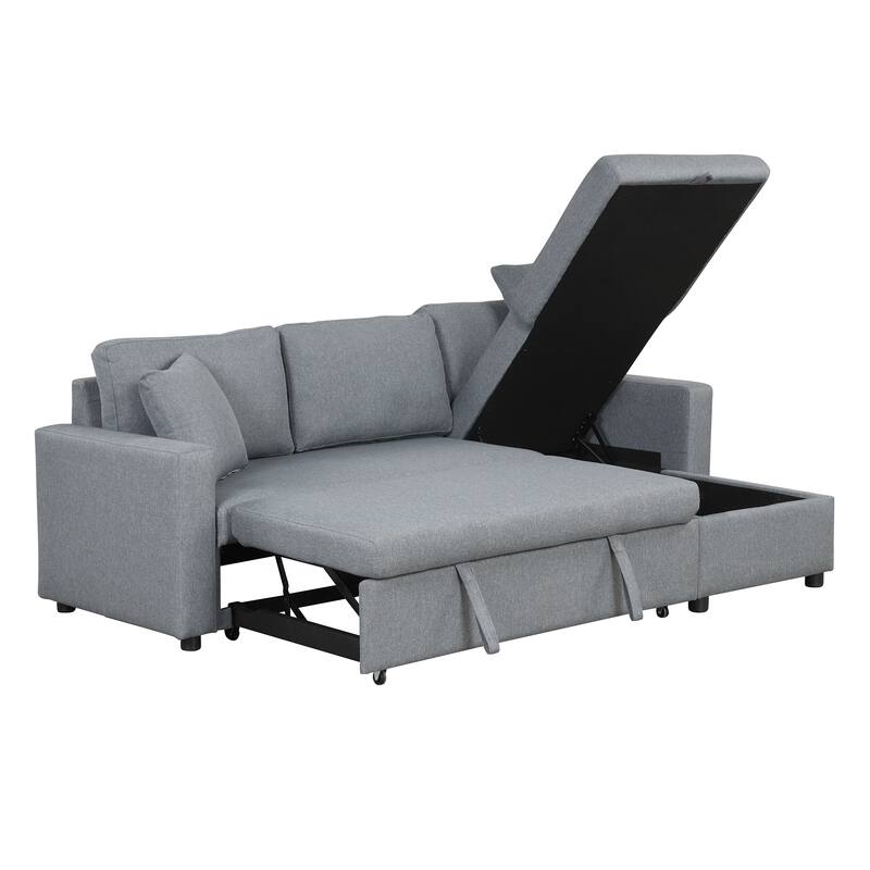 Convertible Sleeper Sofa Bed LShape Sofa w/Storage Space, Light Gray Bed Bath & Beyond 39961270